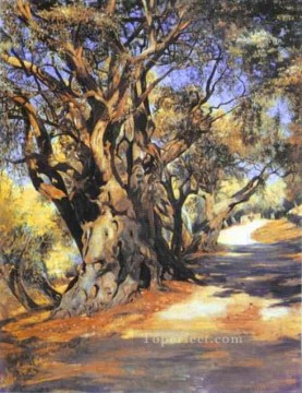 Camino de Roma a Albano paisaje polaco bosque de bosques Henryk Siemiradzki Pinturas al óleo